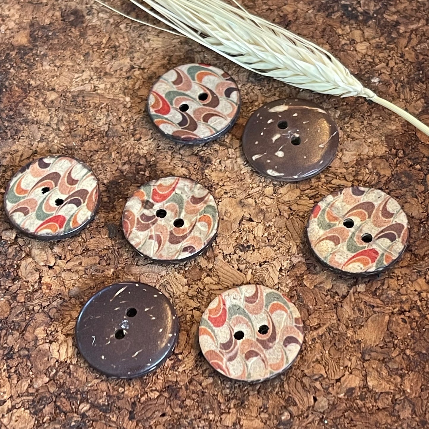 Bouton rond bois vagues 22mm