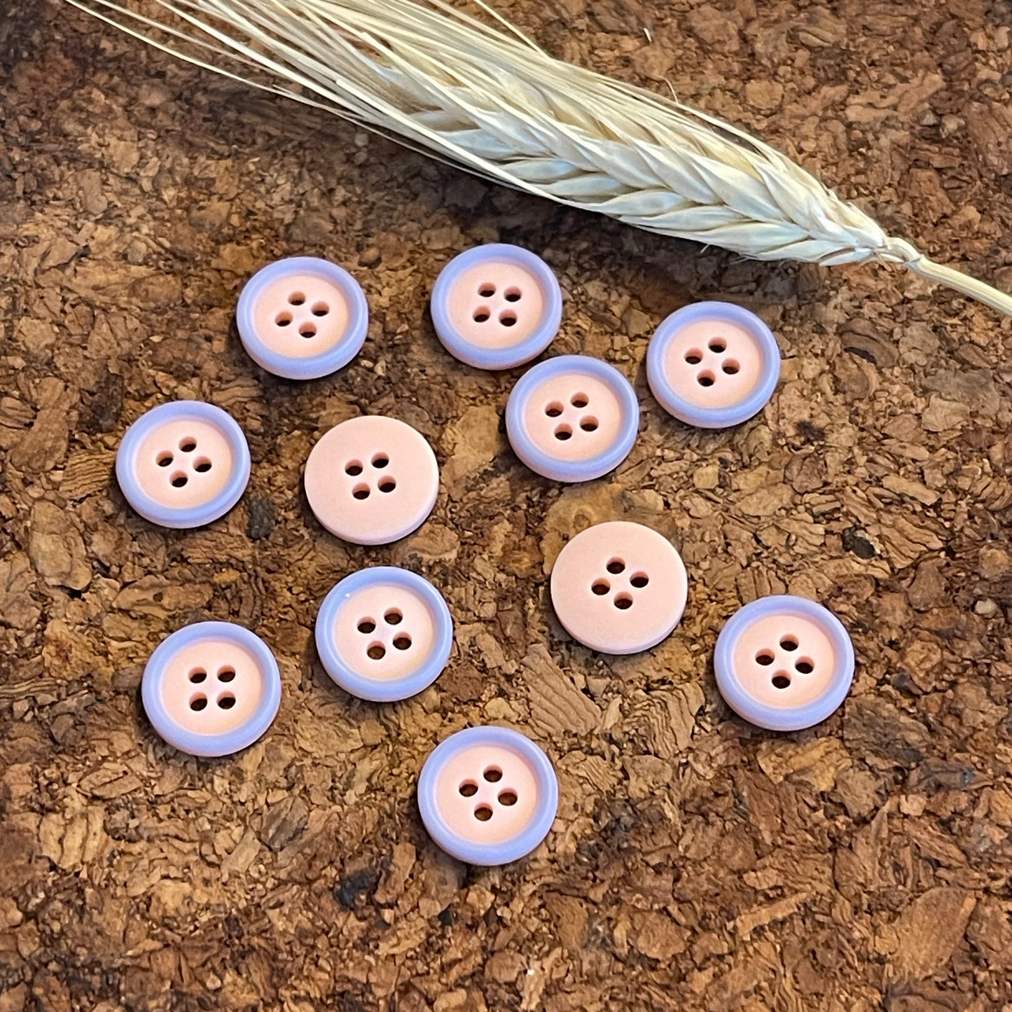 Bouton rond bicolore rose et bleu 10mm