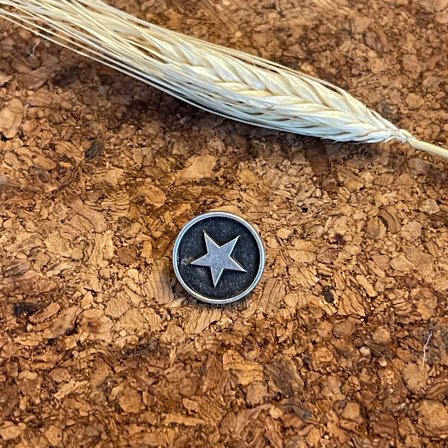 Bouton rond métal argent étoile 15mm