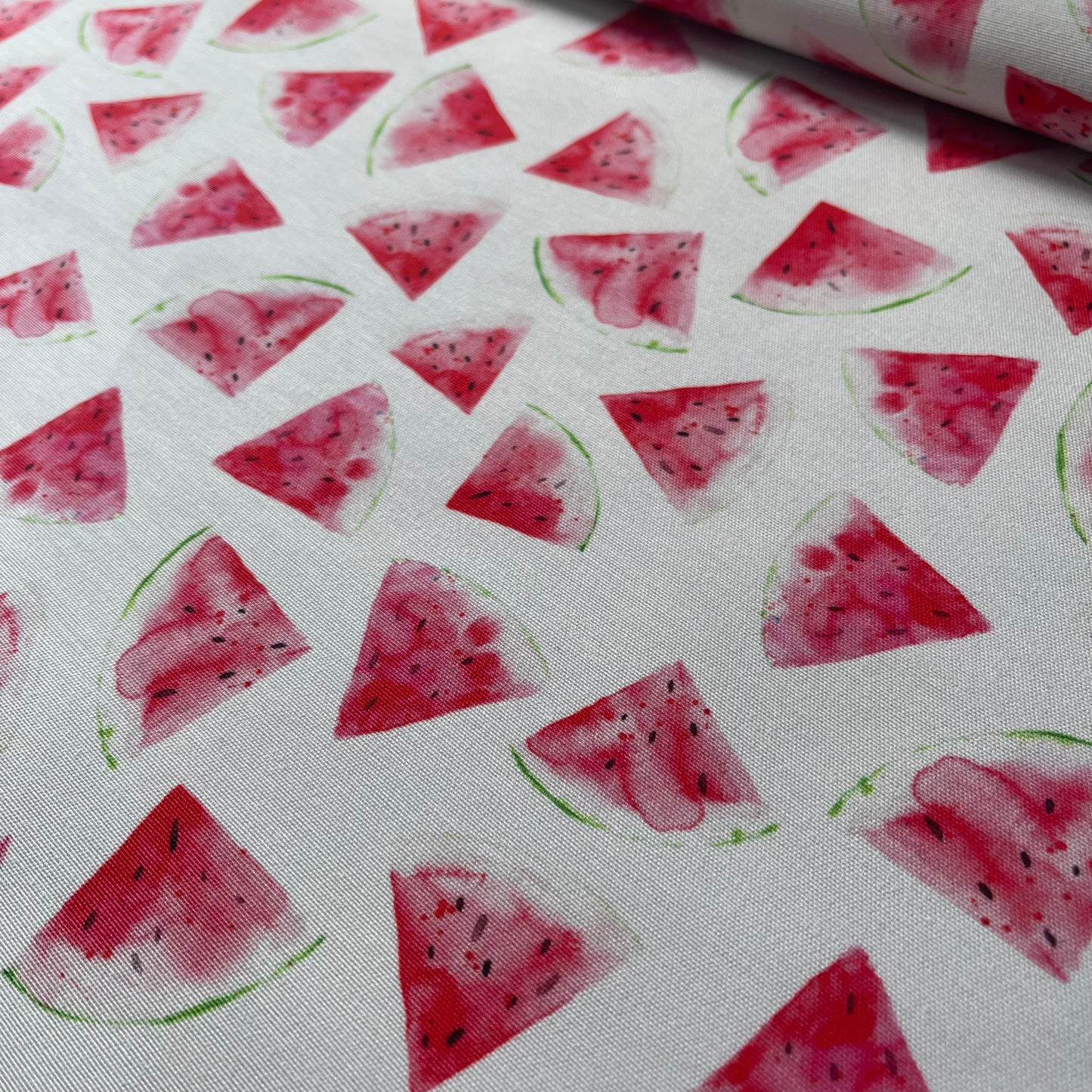Toile de coton Canevas imprimé pastèques sur fond blanc