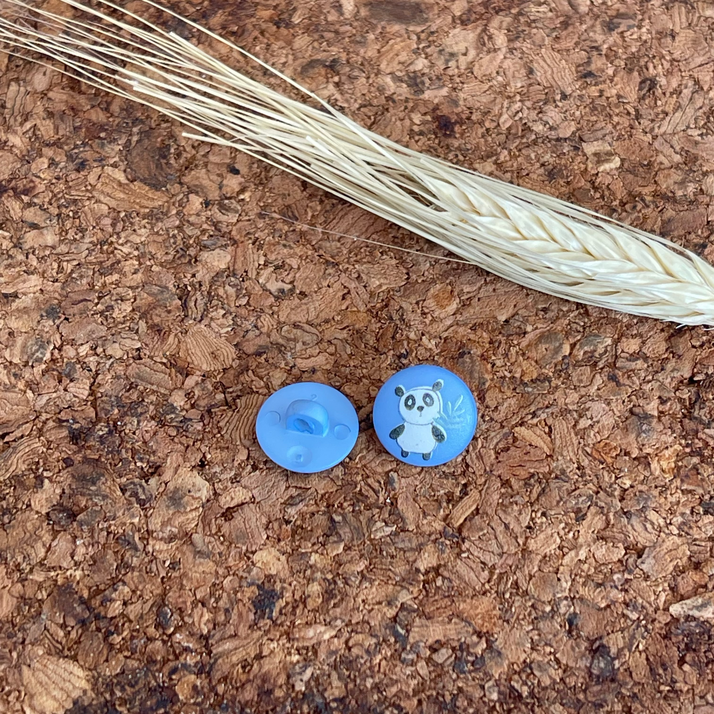 Bouton panda 12mm bleu