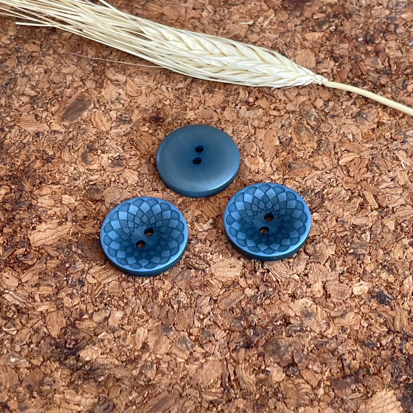 Bouton rond bleu mosaïque 20mm 2 trous