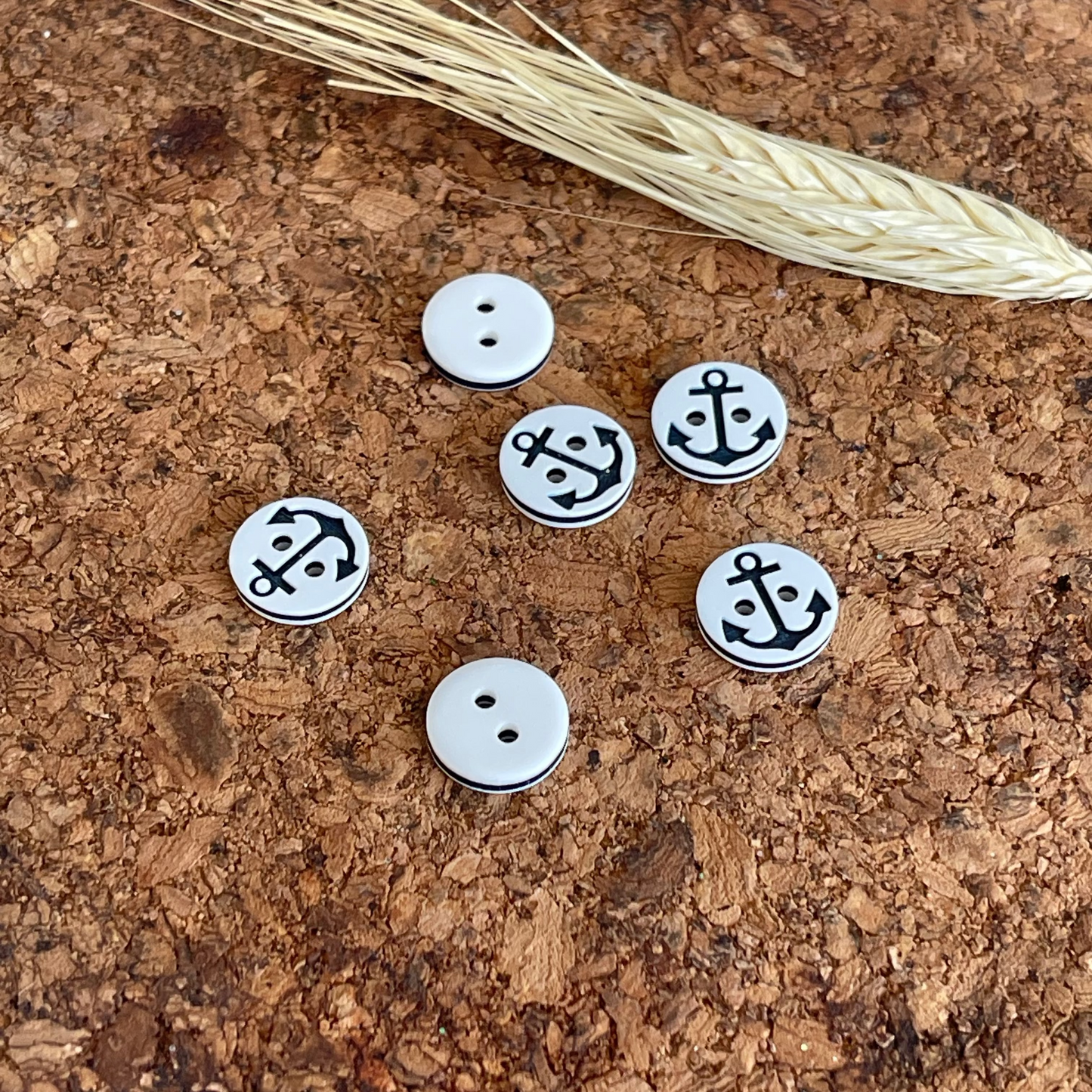 Bouton ancre blanc et bleu pvc - 13 mm