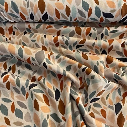 Jersey de coton fond blanc feuilles automnales - ÉDITION LIMITÉE !