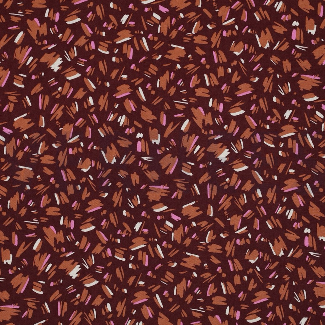 Viscose - Radiance Fleurs et rayures rouge vin