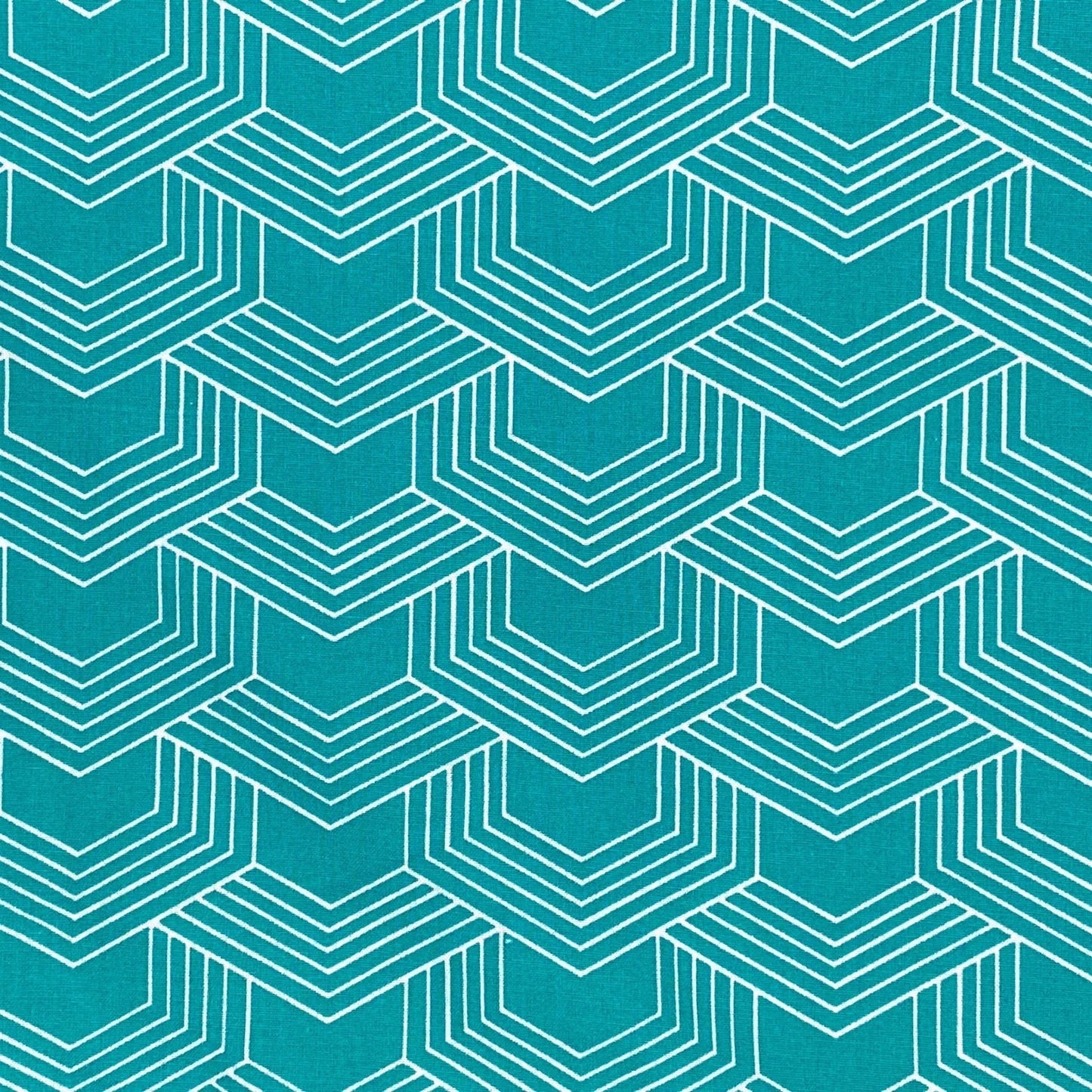 Coton enduit géométrique turquoise