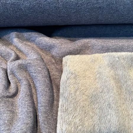 Jersey sweat fourrure bleu/gris chiné