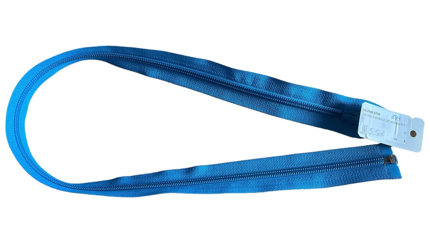 Fermeture éclair 70cm - YKK - zip séparable bleu