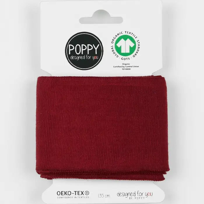 Bord-côte Bio rouge foncé - 135cm