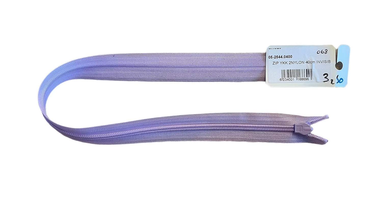 Fermeture éclair 40 cm - YKK - zip invisible parme
