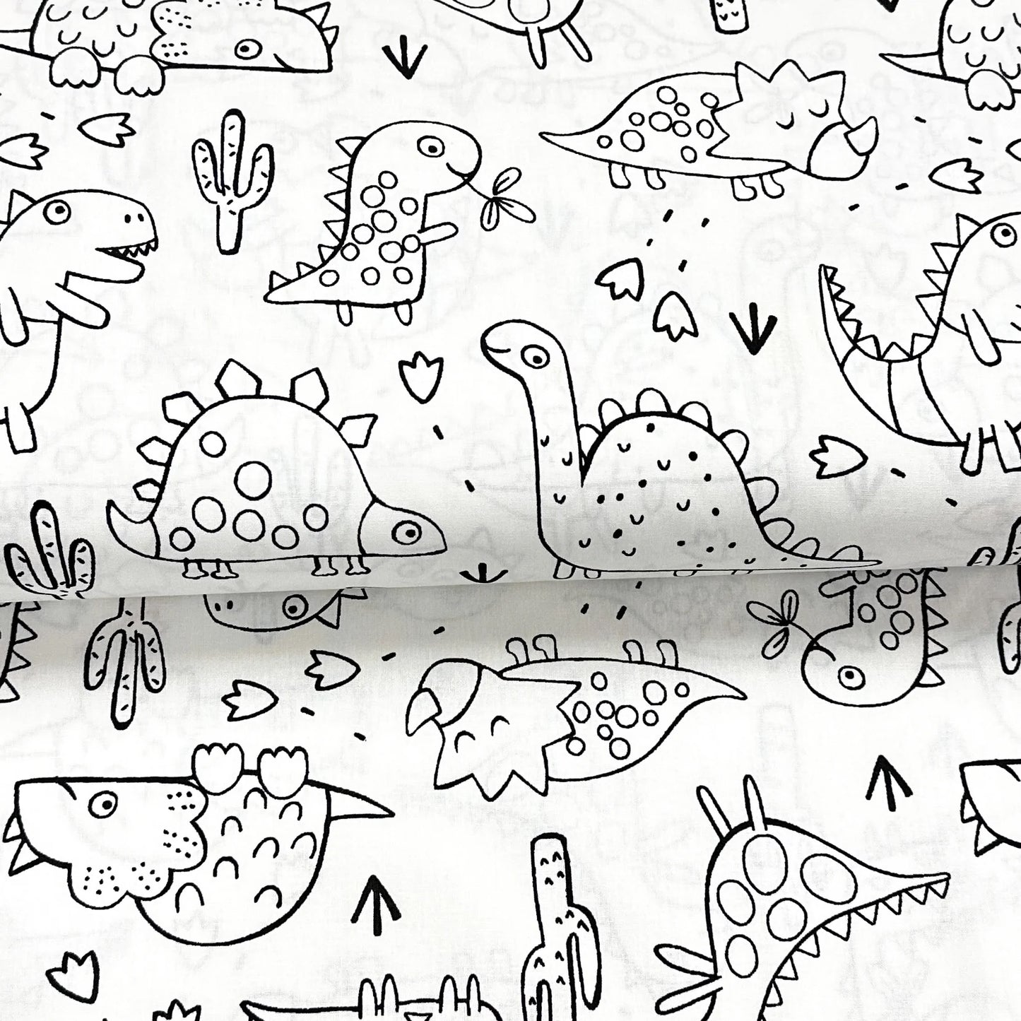 Cretonne de coton à colorier - Dinosaures