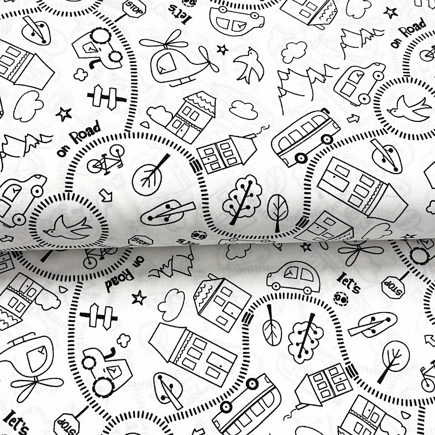 Cretonne de coton à colorier - Route