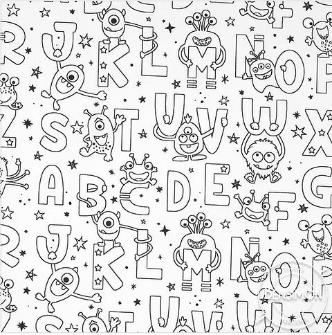Cretonne de coton à colorier - Alphabet