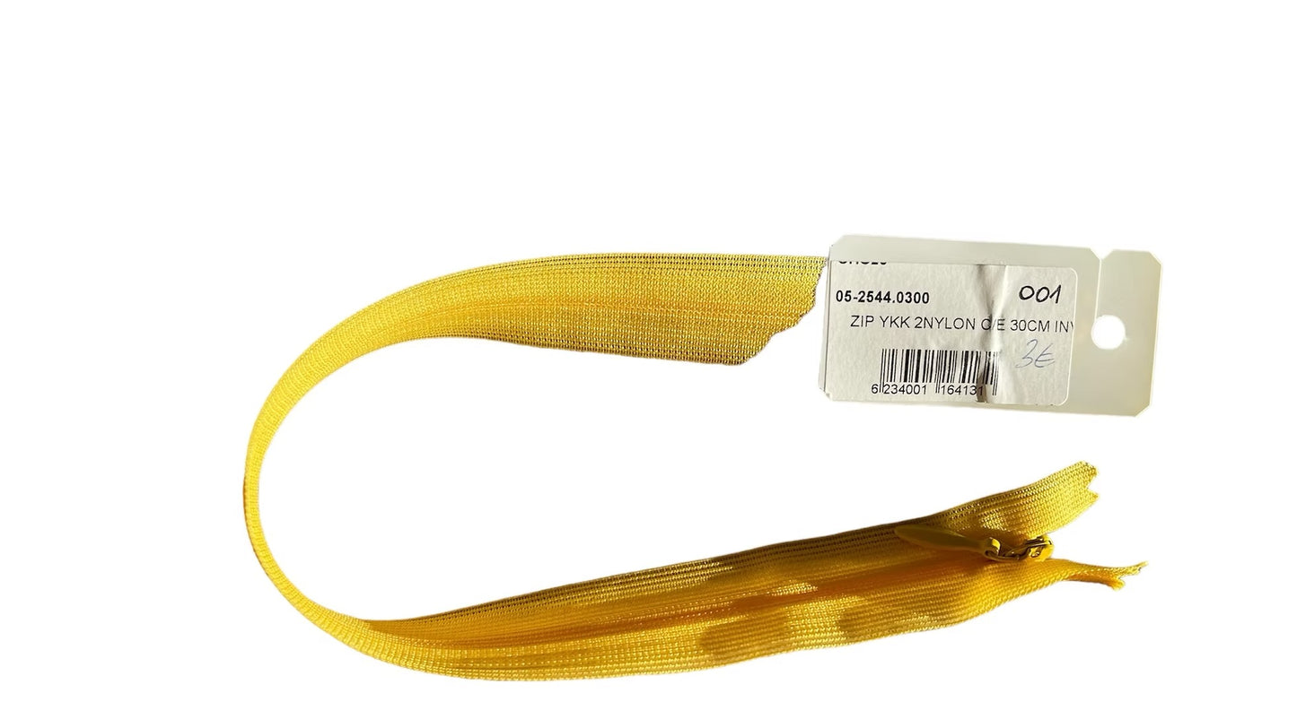 Fermeture éclair 30 cm - YKK - zip invisible jaune