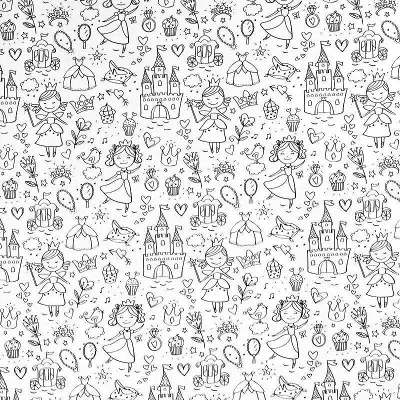 Cretonne de coton à colorier - Princesse