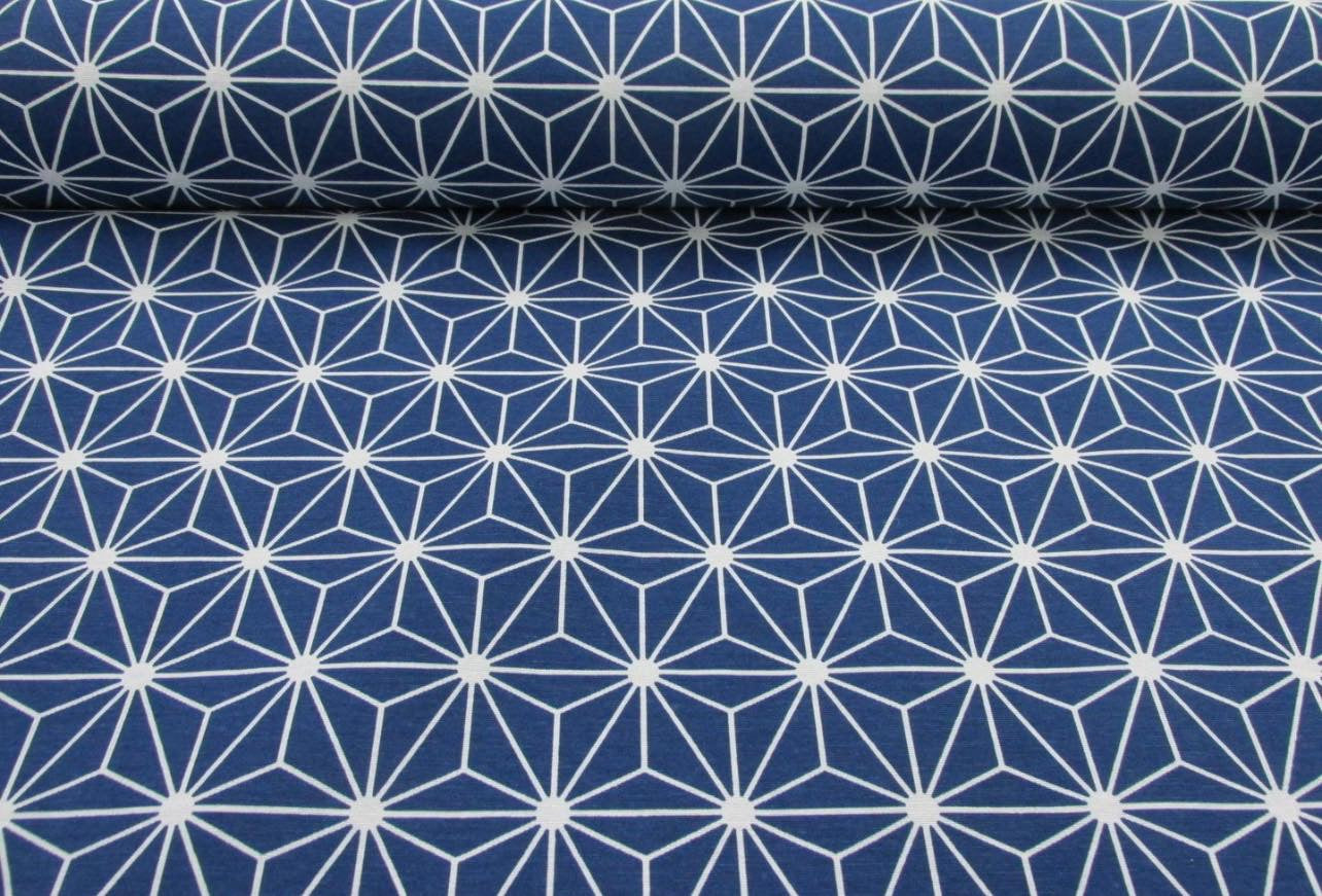 Coton enduit géométrique bleu