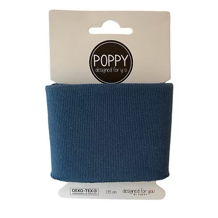 Bord-côte Bio bleu denim - 135cm