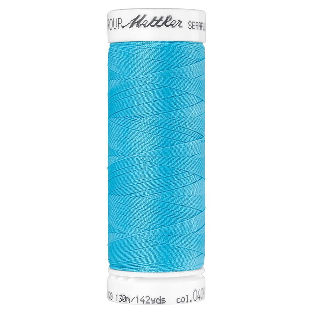 Fil à coudre élastique Seraflex Mettler 130 m - 409 bleu turquoise