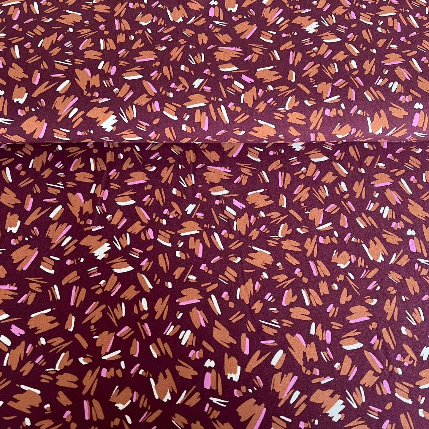 Viscose - Radiance Fleurs et rayures rouge vin