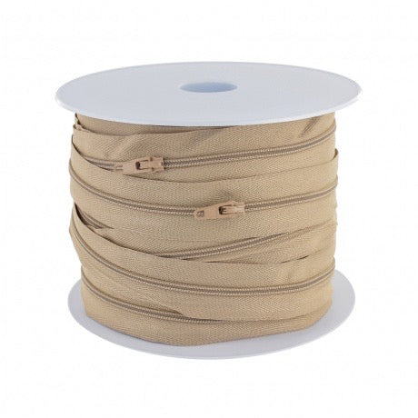 Fermeture éclair beige AVEC 2 curseurs au mètre