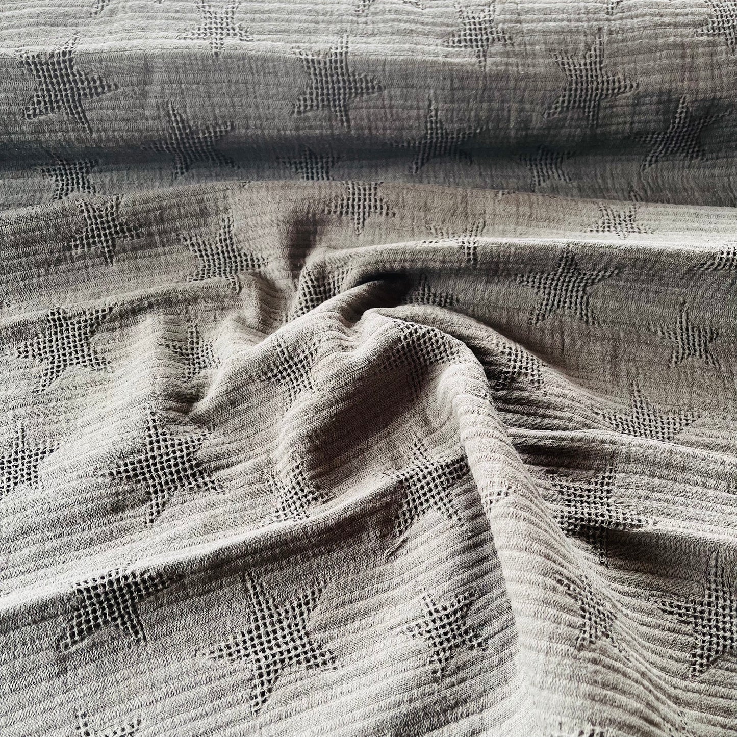 Double gaze jacquard étoiles kaki