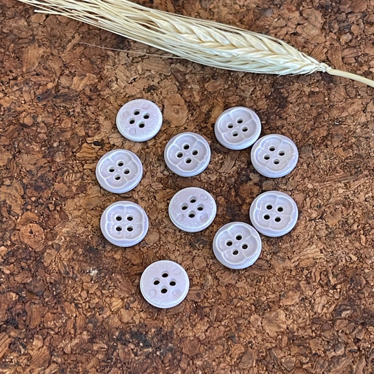Bouton rond fleur en relief mauve clair pastel 12mm