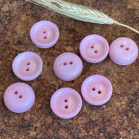 Bouton bord haut rond rose clair 22mm