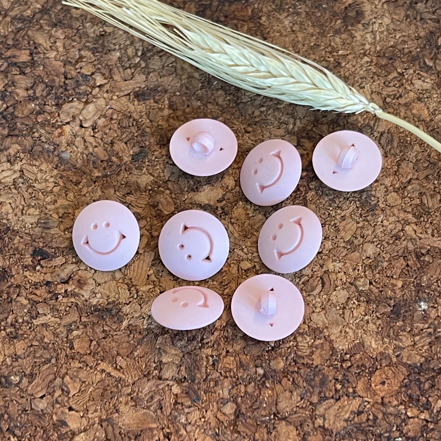Bouton rond smile rose clair 15mm