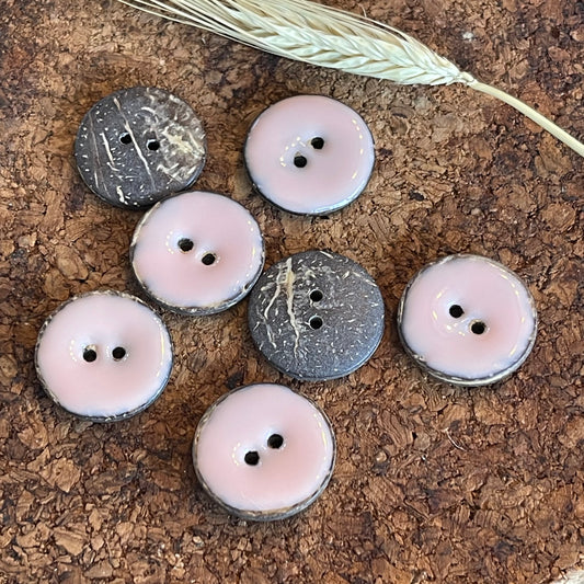 Bouton rond bois laqué rose chair 25mm