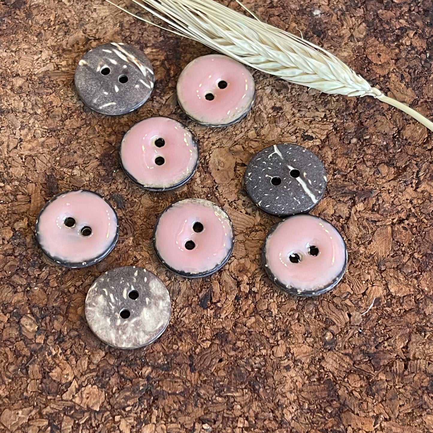 Bouton rond bois laqué rose chair 20mm