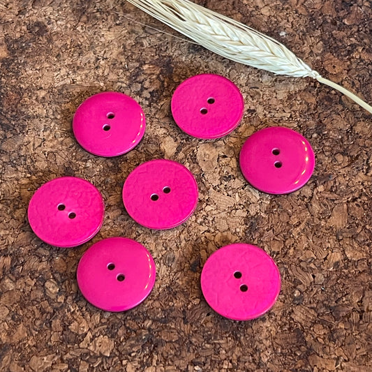Bouton rond effet froissé rose fuchsia 22mm