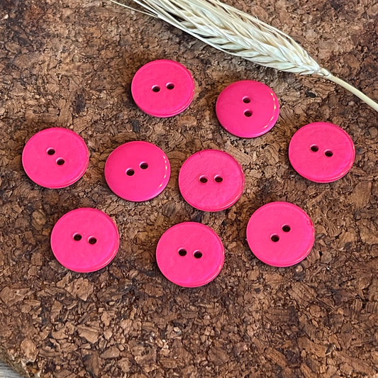 Bouton rond effet froissé rose fuchsia clair 18mm