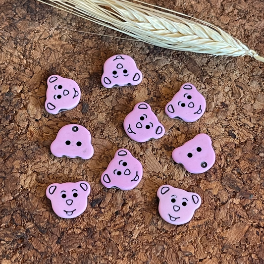 Bouton tête d'ourson rose 14mm