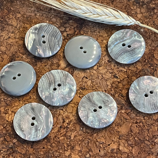Bouton rond plat nacré gris 22mm