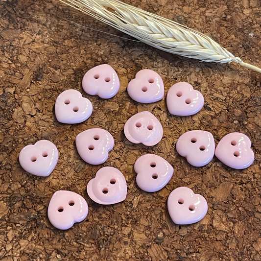 Bouton coeur rose 14mm