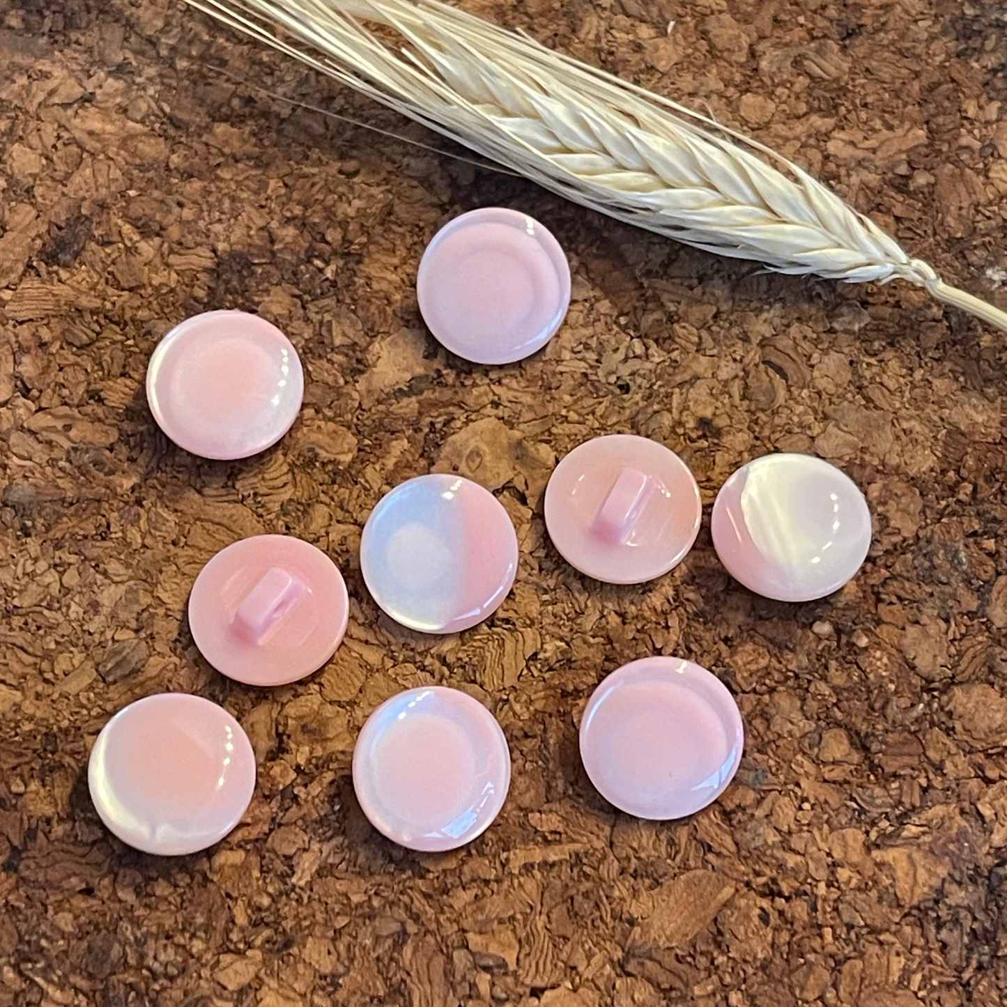 Bouton rond nacré rose 14mm
