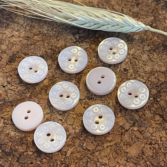 Bouton rond effet fleur rose clair 15mm