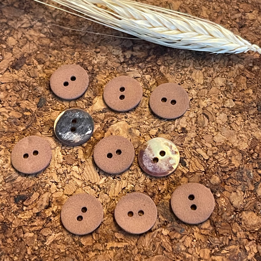 Bouton rond camel matte pearly verso nacré 12mm