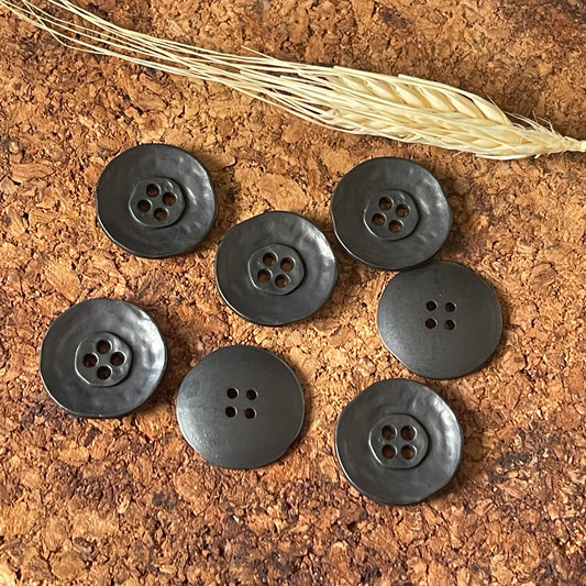 Bouton rond métal noir 22mm