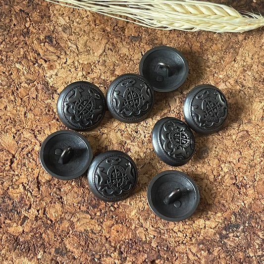 Bouton rond écusson de l'armée noir 20mm