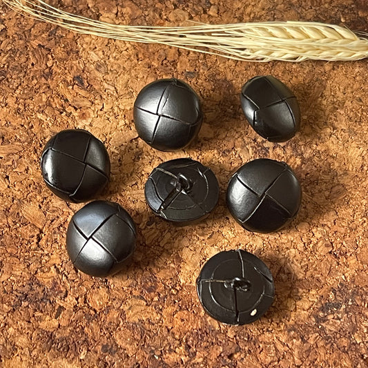 Bouton rond effet cuir noir 20mm
