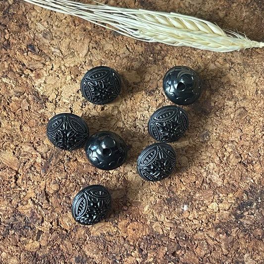 Bouton rond motifs bohème noir 15mm