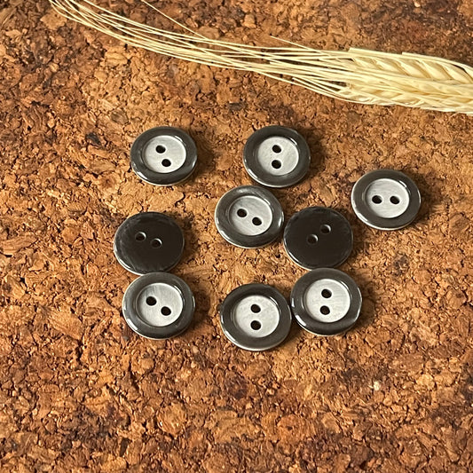 Bouton rond effet nacré gris 15mm