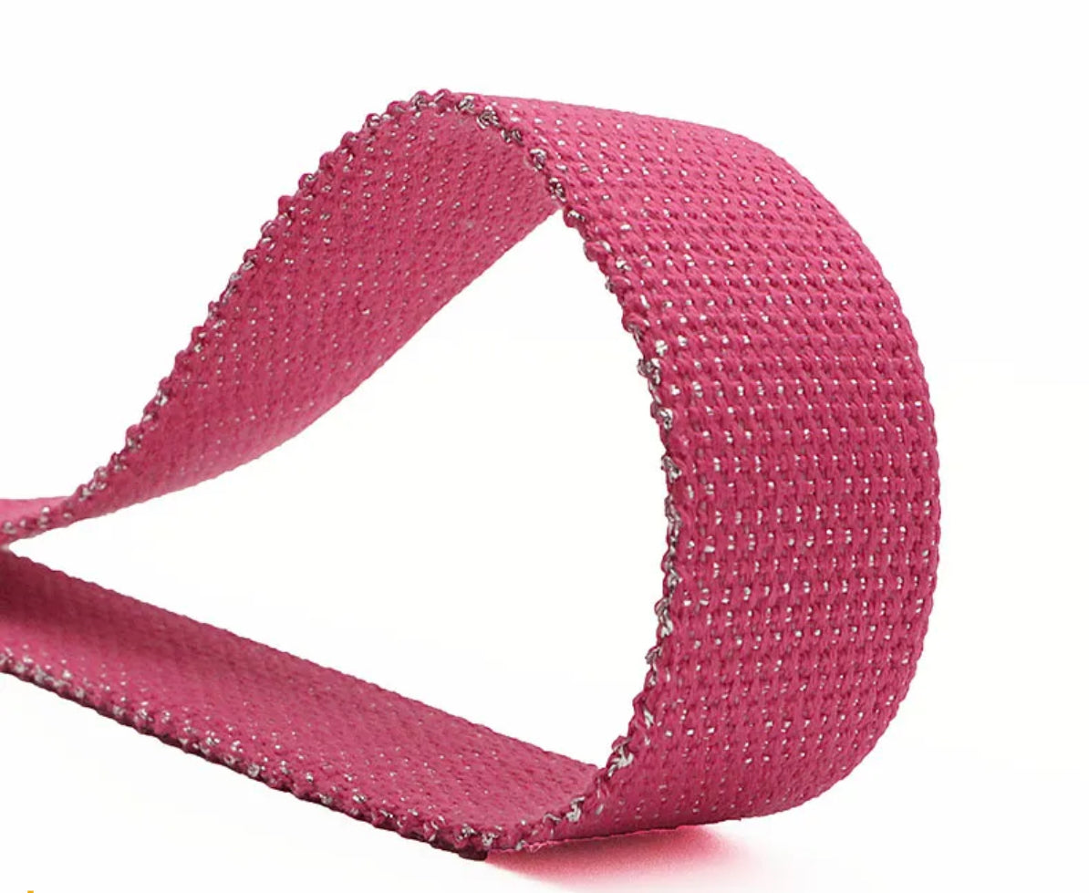 Sangle en coton lurex fushia 30mm