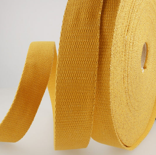 Sangle en coton lurex moutarde 30mm