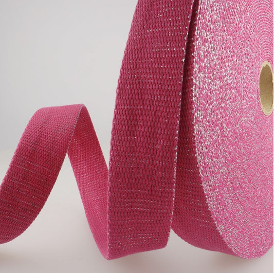 Sangle en coton lurex fushia 30mm