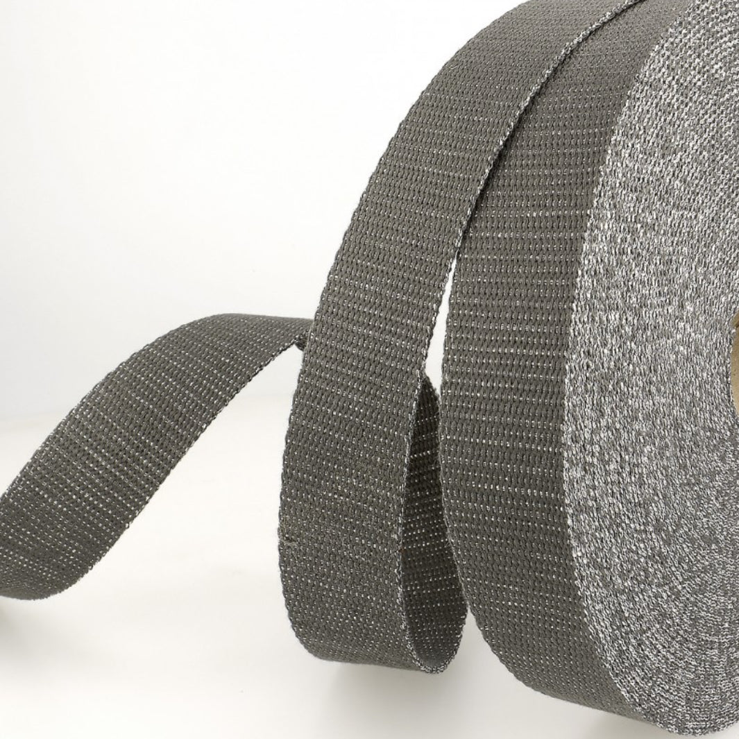 Sangle en coton lurex gris 30mm