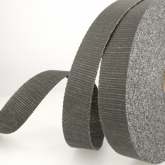 Sangle en coton lurex gris 30mm