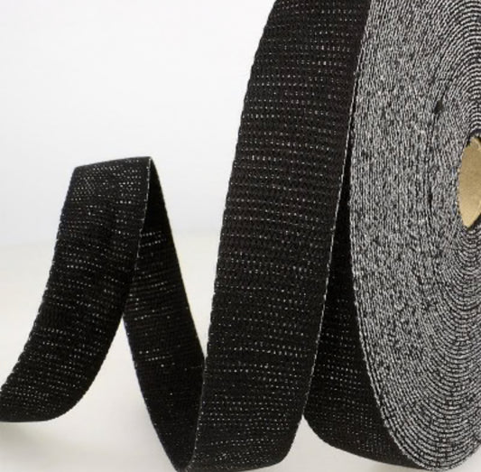 Sangle en coton lurex noir 30mm