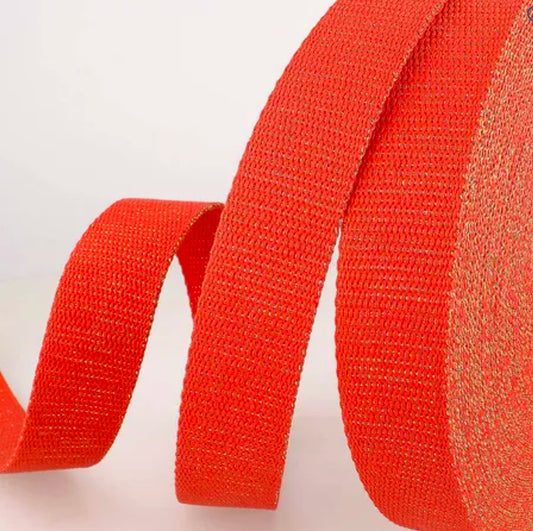 Sangle en coton lurex rouge 30mm